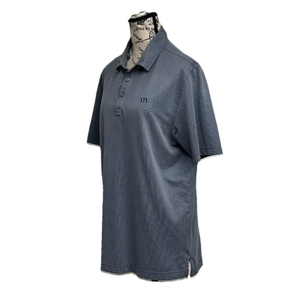 Travis Mathew Grey Striped Great The Zinna Polo Preppy Golf Rugby Mens Outdoor - Picture 3 of 10